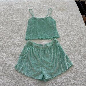 Colsie Mint Green Velvet Lounge Set Size Large